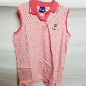 EP Pro Coral and White Striped Polo